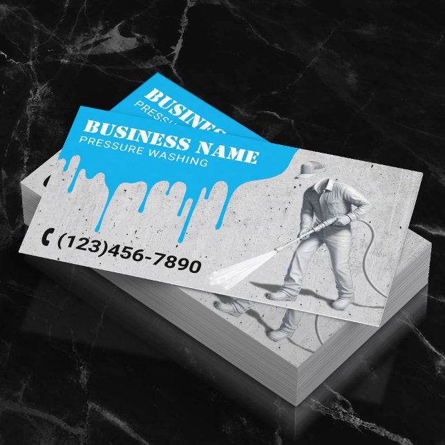 Pressure Washing 3D Power Washer House Cleaning Business Card (Creator Uploaded)