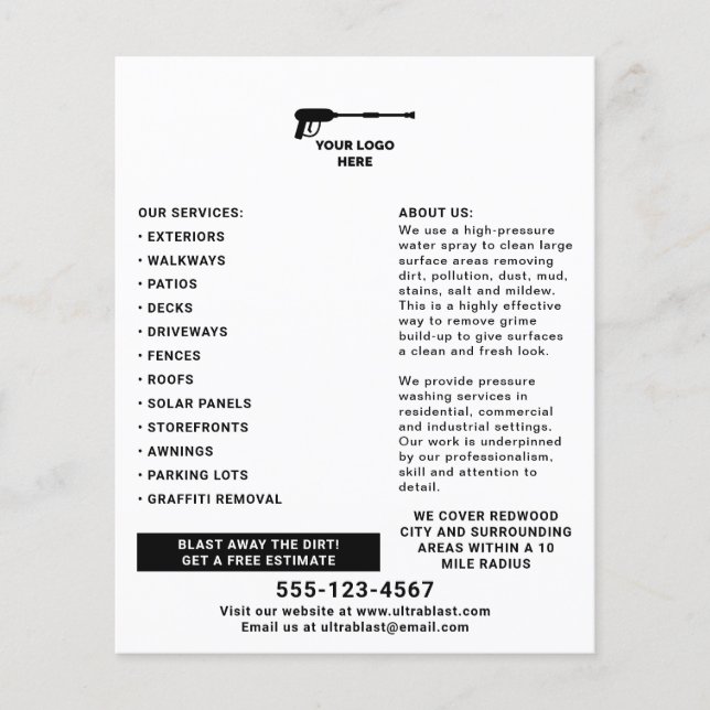 Pressure Washing Add Your Logo Flyer (Front)