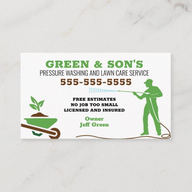 Pressure washing and Lawn Care Business Card (Front)