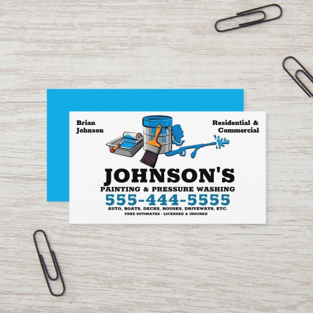 Pressure washing and Painting with details Busines Business Card (Front/Back In Situ)