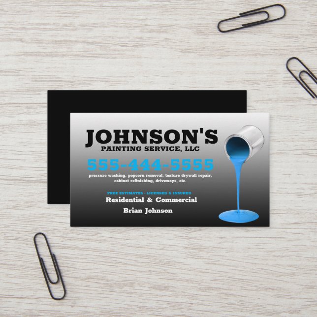 Pressure washing and Painting with details Busines Business Card (Front/Back In Situ)