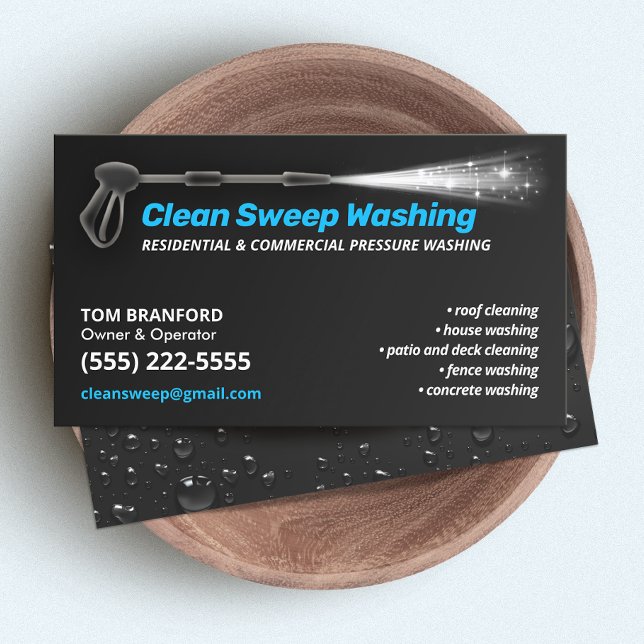 Pressure Washing Black Power Wash Cleaner Business Card (Creator Uploaded)