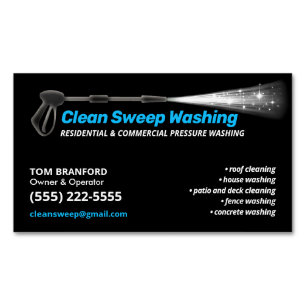 Pressure Washing Black Power Wash Cleaner Magnetic Business Card