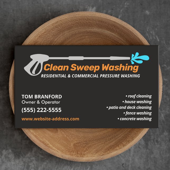 Pressure Washing Black  Power Wash Cleaning Business Card (Creator Uploaded)