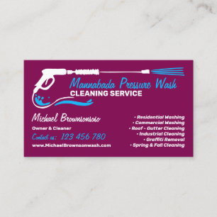 Pressure Washing Black Power Wash purple burgundy Business Card