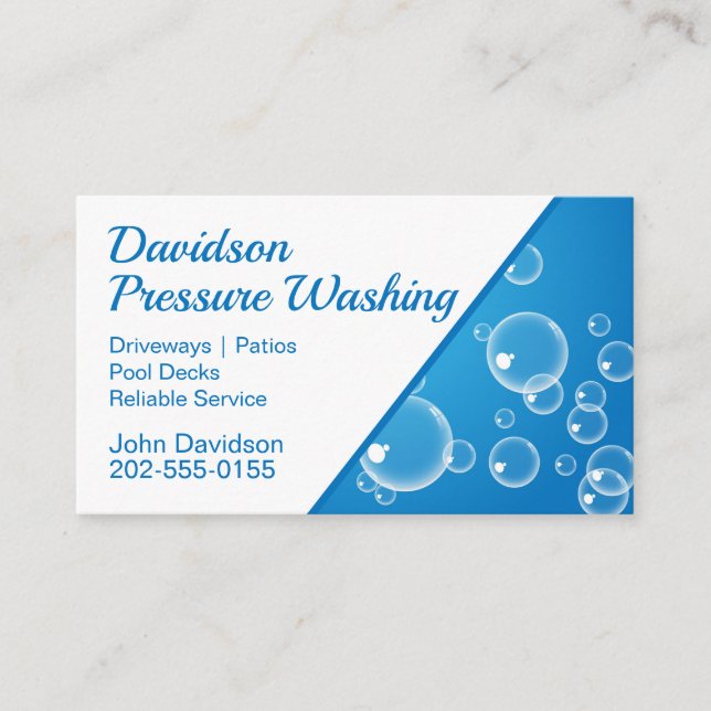 Pressure Washing Blue Bubble Business Card (Front)