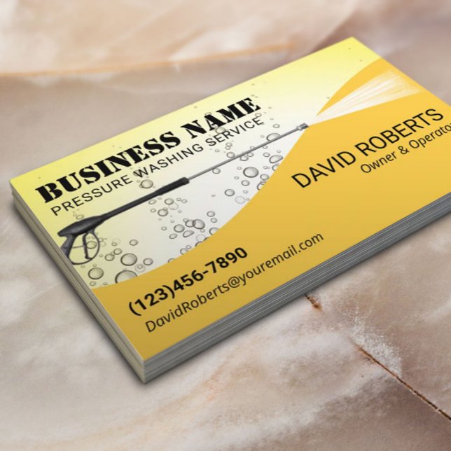 Pressure Washing Bubbles Gold Power Wash Cleaning Business Card (Creator Uploaded)
