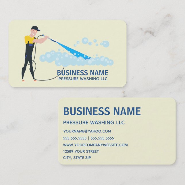 Pressure Washing Car House Power Wash Cleaning Business Card (Front/Back)
