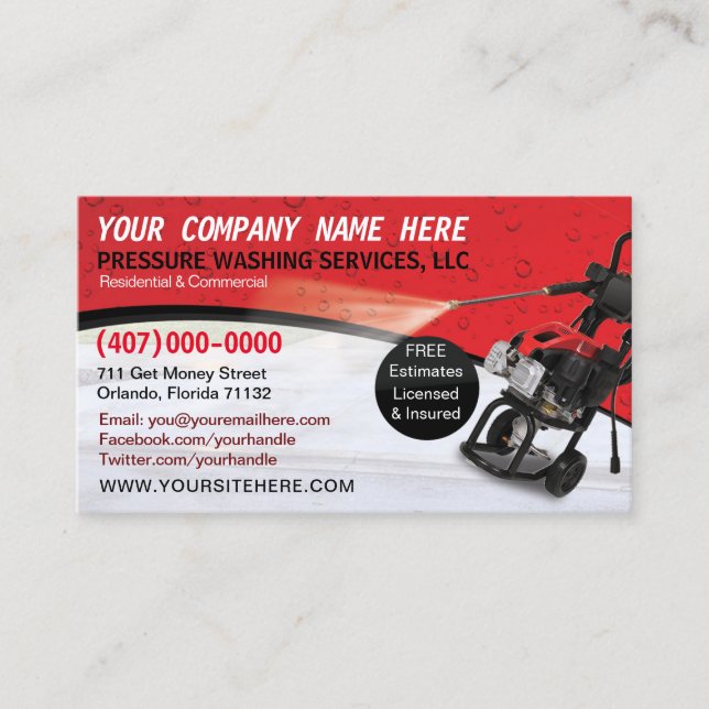 Pressure Washing & Cleaning Business Card Template (Front)