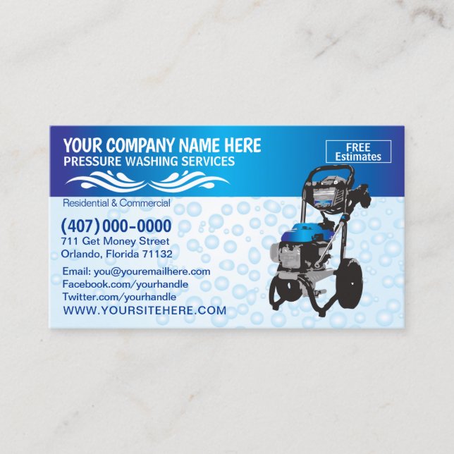 Pressure Washing & Cleaning Business Card Template (Front)