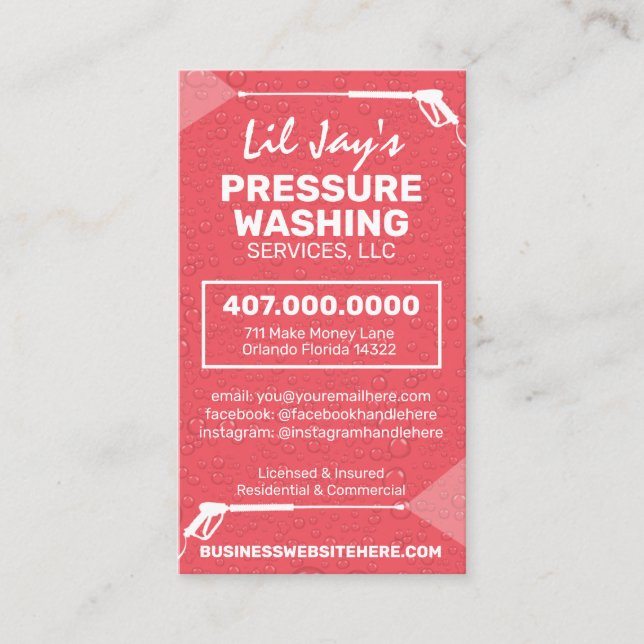 Pressure Washing & Cleaning Business Card Template (Front)
