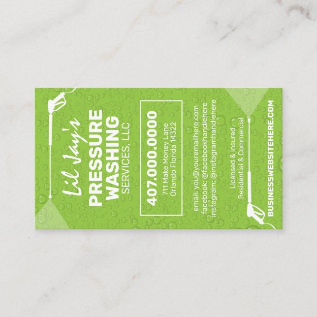 Pressure Washing & Cleaning Business Card Template (Front)