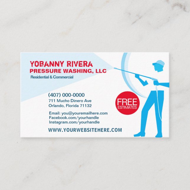 Pressure Washing & Cleaning Business Card Template (Front)