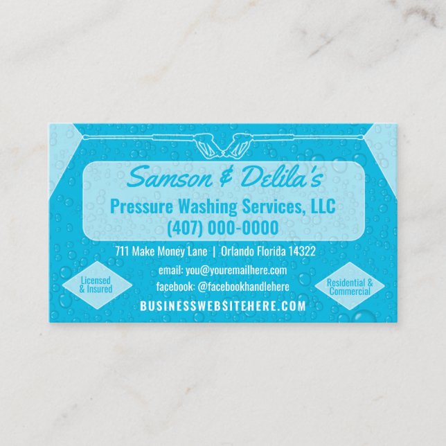 Pressure Washing & Cleaning Business Card Template (Front)