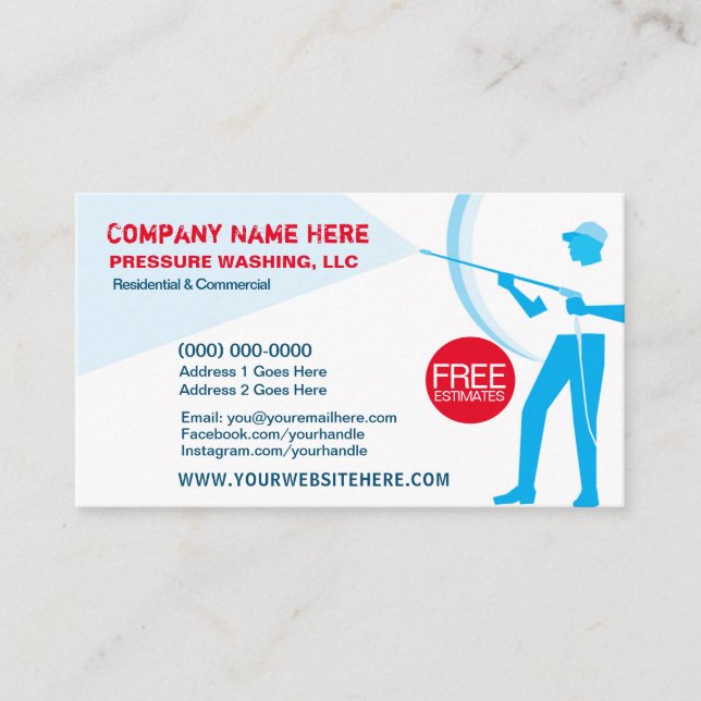 Pressure Washing & Cleaning Business Card Template (Front)