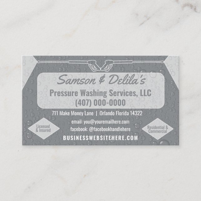 Pressure Washing & Cleaning Business Card Template (Front)