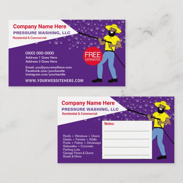 Pressure Washing & Cleaning Template Business Card (Front/Back)
