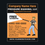 Pressure Washing & Cleaning Template Flyer<br><div class="desc">Promote your business with these effective flyers for pressure/power washing services with picture of pressure washer caricature. Simply add your own information to the design to customise these professional pressure/power cleaning & washing flyers.</div>