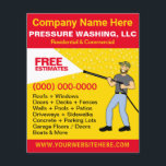 Pressure Washing & Cleaning Template Flyer<br><div class="desc">Promote your business with these effective flyers for pressure/power washing services with picture of pressure washer caricature. Simply add your own information to the design to customise these professional pressure/power cleaning & washing flyers.</div>