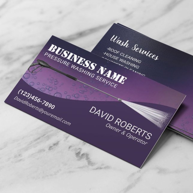 Pressure Washing Deep Purple Power Wash Cleaning Business Card (Creator Uploaded)
