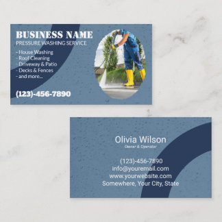 Pressure Washing House Cleaning Power Wash Blue Business Card