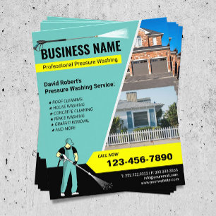 Pressure Washing House Cleaning Power Wash Teal Flyer