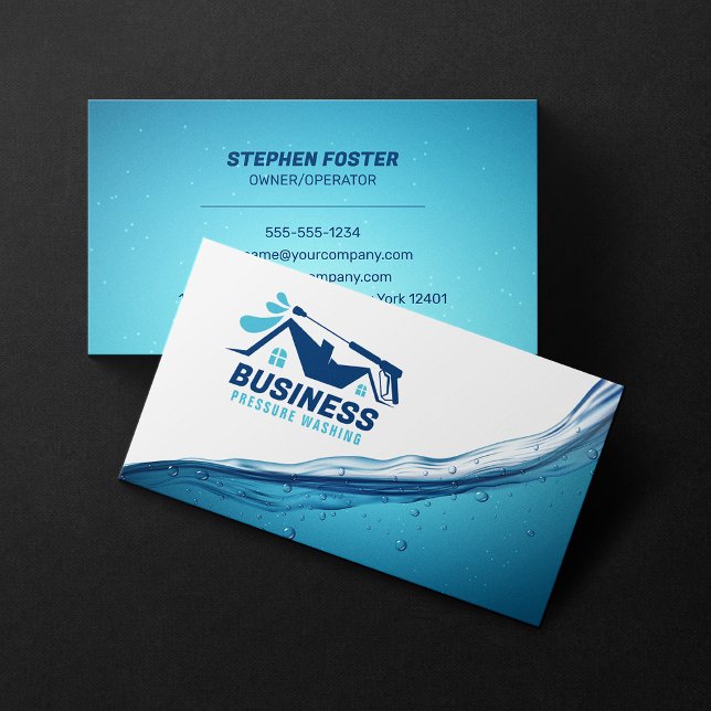 Pressure Washing House Washing Power Wash Cleaning Business Card (Creator Uploaded)