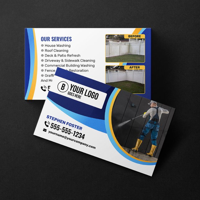 Pressure Washing House Window Cleaning Power Wash Business Card (Creator Uploaded)