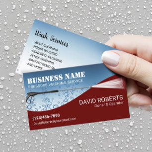 Pressure Washing Modern Red Power Wash Cleaning Business Card