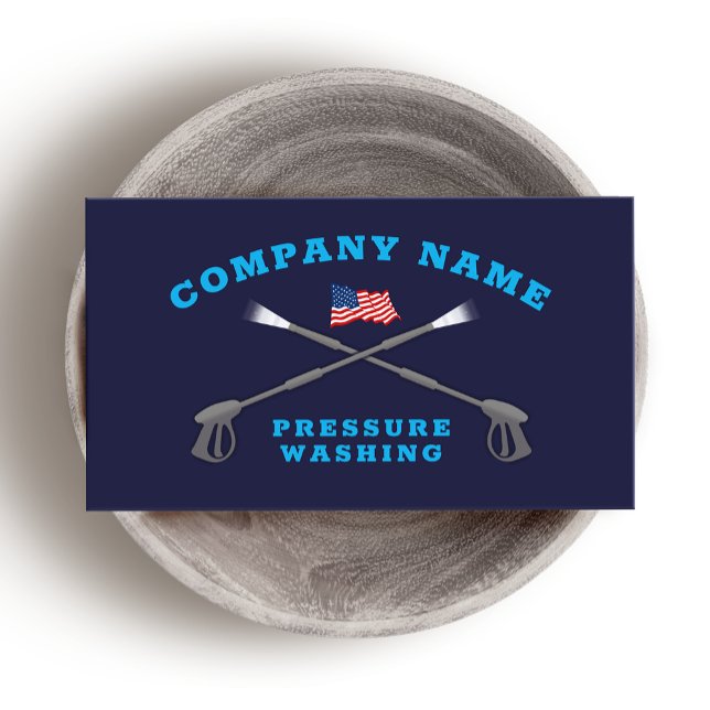 Pressure Washing Patriotic Power Wash Company Business Card (Creator Uploaded)