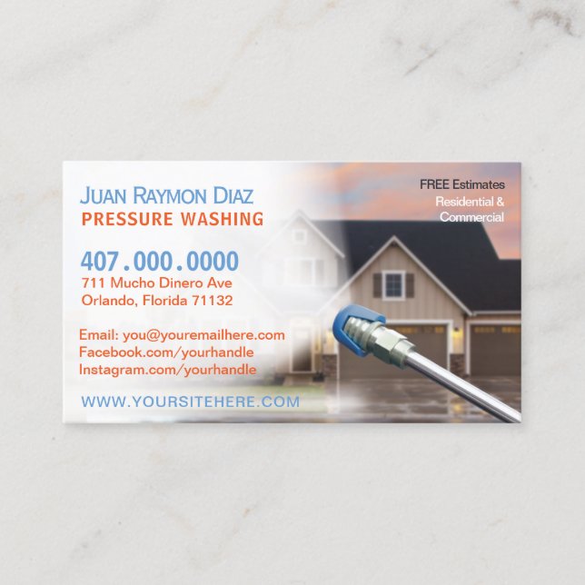 Pressure Washing & Power Cleaning Template Business Card (Front)