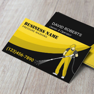 Pressure Washing Power Wash Black Yellow Cleaning Business Card