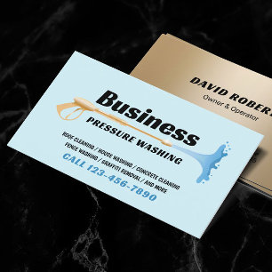 Pressure Washing Power Wash Blue & Gold Cleaning Business Card
