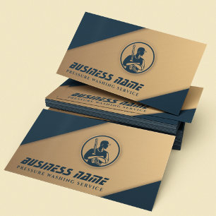  Pressure Washing power wash blue & Gold Logo  Business Card