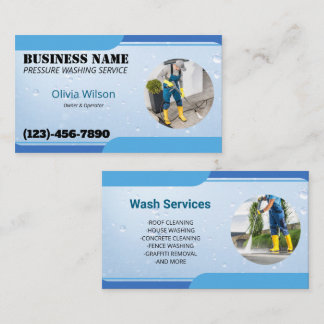 Pressure Washing Power Wash Blue Water Drops Business Card