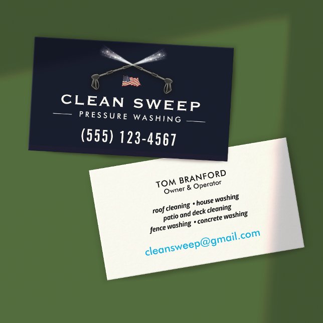 Pressure Washing Power Wash Cleaner Patriotic Business Card (Creator Uploaded)