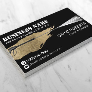 Pressure Washing Power Wash Cleaning Black & Gold Business Card
