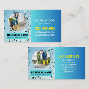 Pressure Washing Power Wash Cleaning Water Drops Business Card