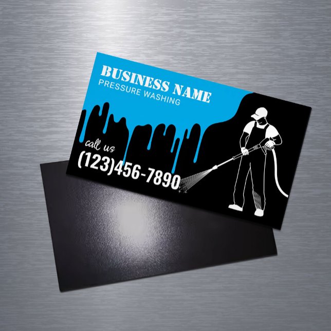 Pressure Washing Power Wash House Cleaning Magnetic Business Card (Creator Uploaded)