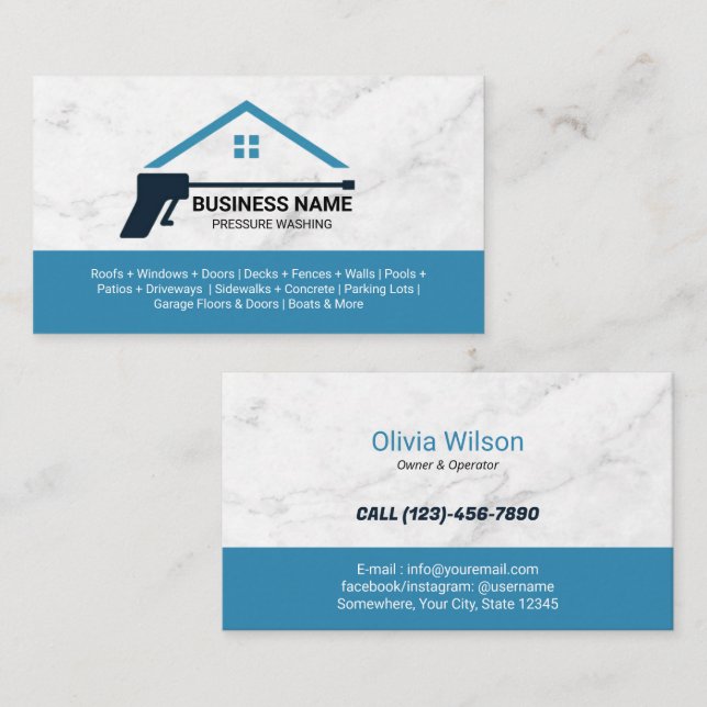 Pressure Washing Power Wash Marble Texture Business Card (Front/Back)