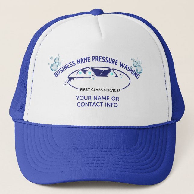Pressure Washing Power Wash Window Business Card Trucker Hat (Front)