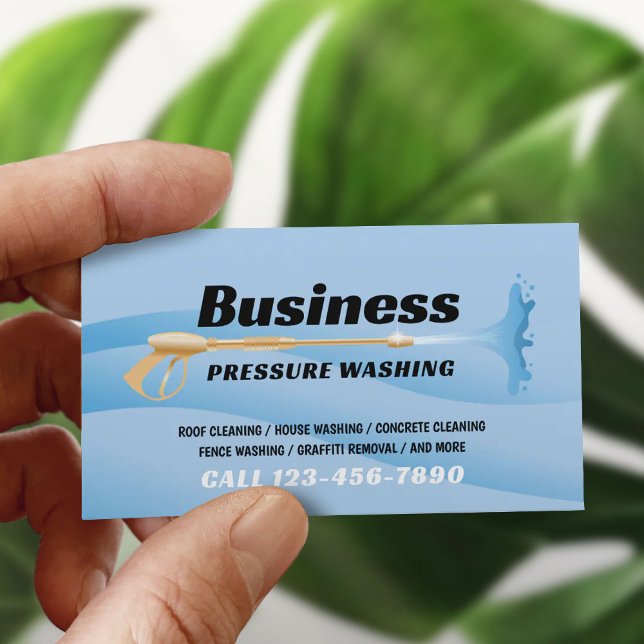 Pressure Washing Power Washer Blue Cleaning Business Card (Creator Uploaded)