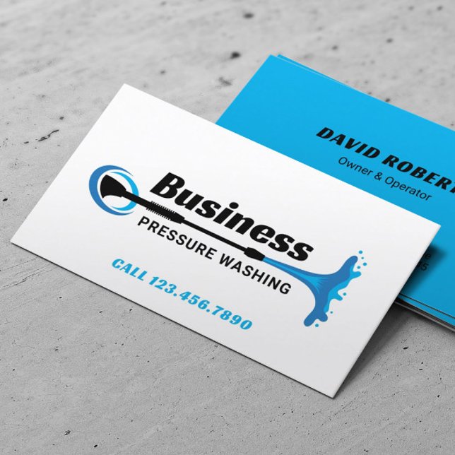 Pressure Washing Power Washer Modern Cleaning Business Card (Creator Uploaded)