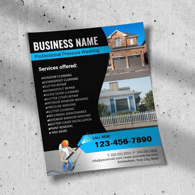 Pressure Washing Power Washer Pro House Cleaning Flyer (Creator Uploaded)