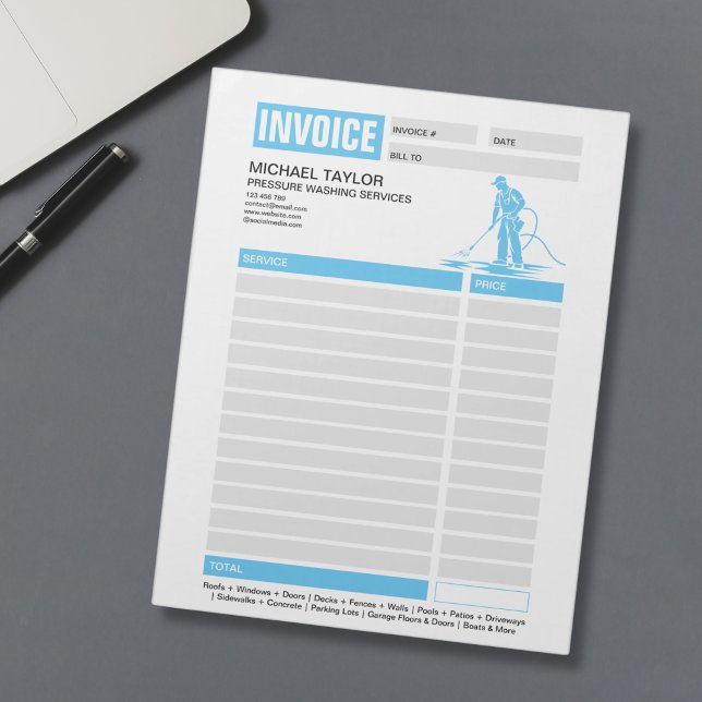Pressure Washing Power Washing Receipt Invoice Notepad (Creator Uploaded)