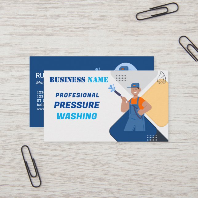 Pressure Washing Professional Power house Cleaning Business Card (Front/Back In Situ)