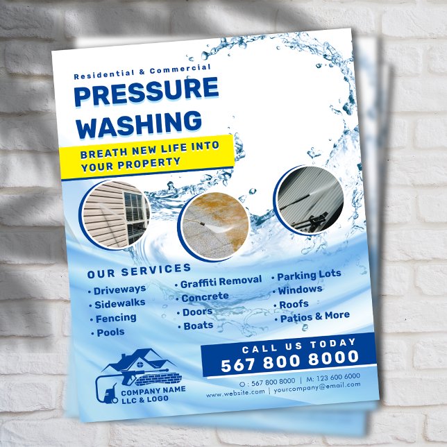 Pressure washing Water Splash House cleaning Flyer (Creator Uploaded)