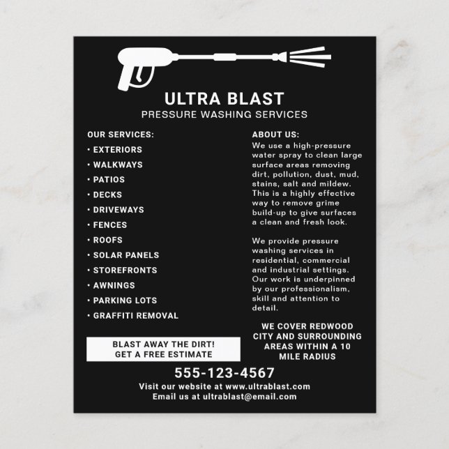 Pressure Washing Water Spray Gun Black Flyer (Front)