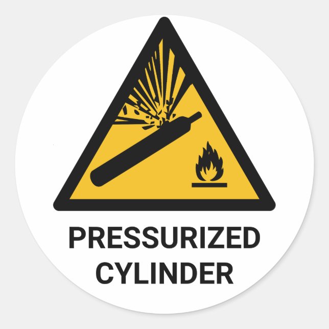 Pressurised Cylinder Warning, Compressed Canister Classic Round Sticker (Front)
