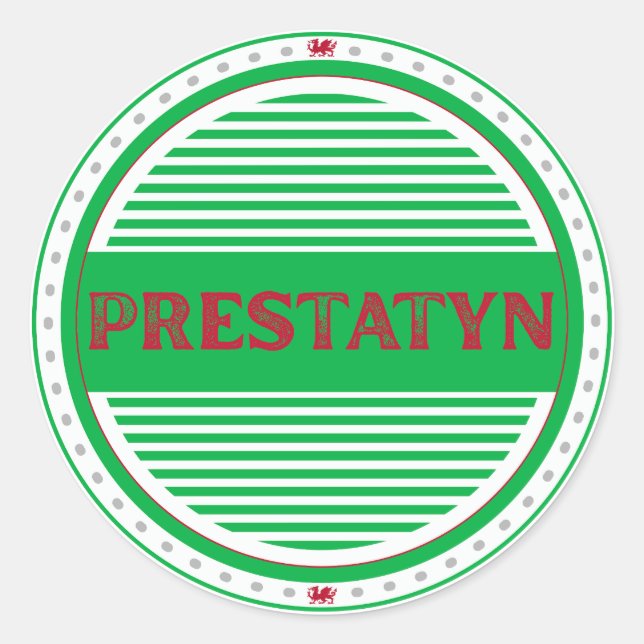 Prestatyn City Pride Emblem – Welsh Identity Classic Round Sticker (Front)